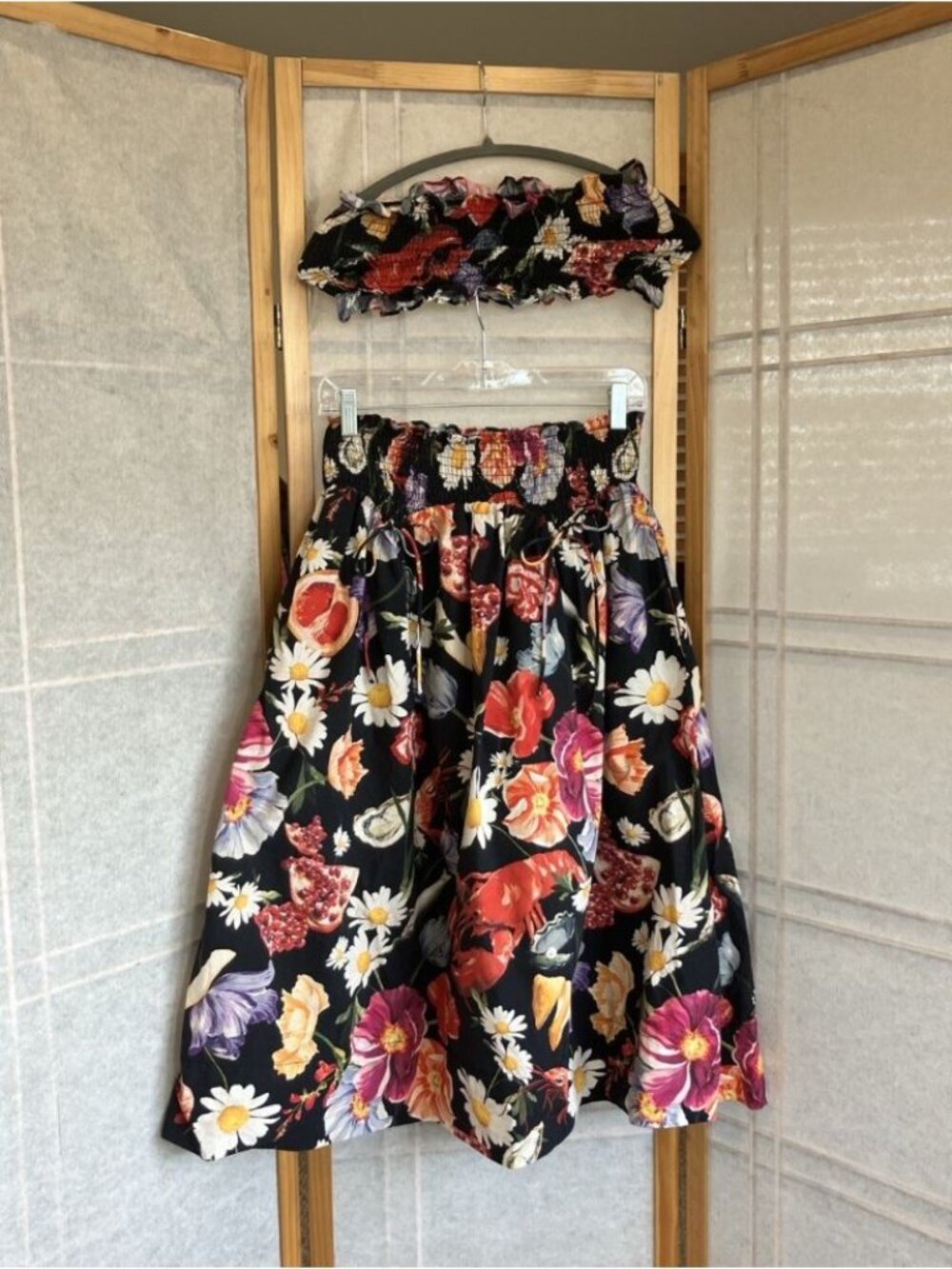 Free People Boho Floral Skirt Set Skirt & Top Cotton Alina Lui Kashi, Small - Picture 3 of 10